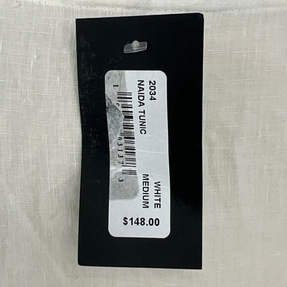 NWT Bryn Walker M Light Linen Naida Tunic Dress White 3/4 Sleeve Asymmetric - Picture 5 of 12